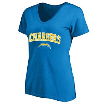 Women's Fanatics Powder Blue Los Angeles Chargers Plus Size Arch Over Logo V-Neck T-Shirt