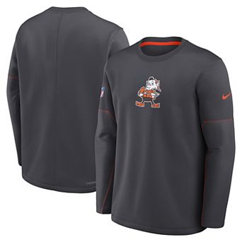 Men's Nike Charcoal Cleveland Browns Sideline Coaches Midweight Therma-FIT Sweatshirt