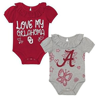 Infant Outerstuff Crimson/Gray Alabama Crimson Tide Two-Pack Playtime Ruffle Bodysuit Set