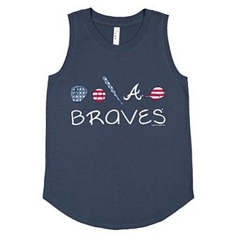 Girls Youth Soft as a Grape Denim Atlanta Braves Americana Tank Top