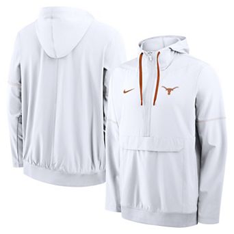Men's Nike White Texas Longhorns 2026 Sideline Anorak Half-Zip Hooded Jacket