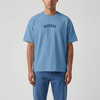 Men's Uscape Apparel Light Blue Auburn Tigers Upside Down Embroidered Vintage Heavyweight T-Shirt