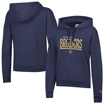 Women's Champion Athletic Navy Milwaukee Brewers Vintage Powerblend Hoodie