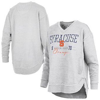 Women's Pressbox Heather Gray Syracuse Orange Marcus East Hall Poncho V-Neck Sweatshirt