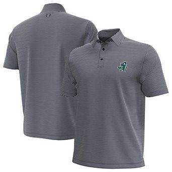 Men's Under Armour Navy/White Notre Dame Fighting Irish Golf Leprechaun Aura Stripe Polo