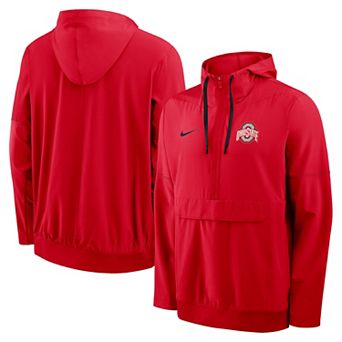 Men's Nike Scarlet Ohio State Buckeyes 2026 Sideline Anorak Half-Zip Hooded Jacket
