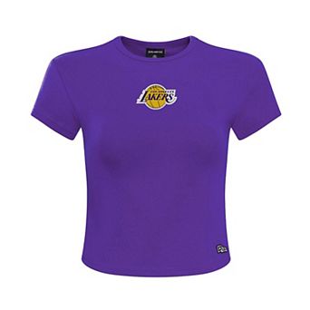 Women's Hype and Vice Purple Los Angeles Lakers Small Logo Cropped Baby T-Shirt