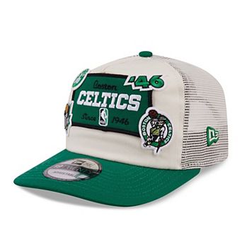 Men's New Era Cream Boston Celtics Layered Patch 19TWENTY Adjustable Hat