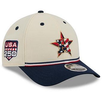 Youth New Era Cream/Navy Houston Astros USA 250 9FORTY M-Crown Adjustable Hat