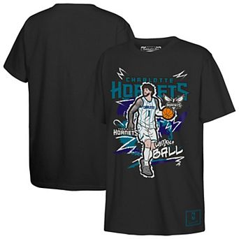 Youth Mitchell & Ness LaMelo Ball Black Charlotte Hornets Chalked Up Player T-Shirt