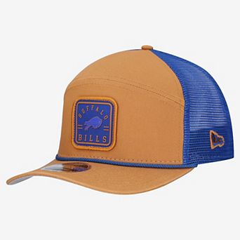 Men's New Era Brown/Royal Buffalo Bills Team Patch Split Panel 9SEVENTY Adjustable Trucker Hat