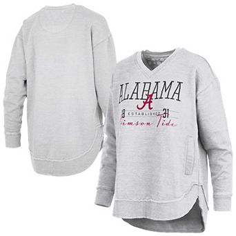 Women's Pressbox Heather Gray Alabama Crimson Tide Marcus East Hall Poncho V-Neck Sweatshirt