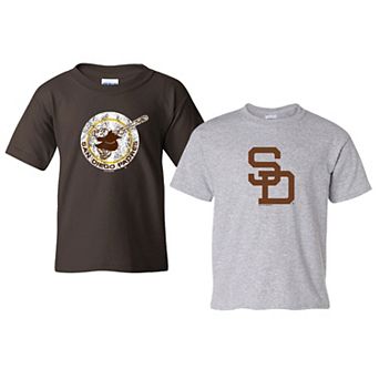 Youth Soft as a Grape Brown/Heather Gray San Diego Padres Cooperstown 2-Pack T-Shirt Set