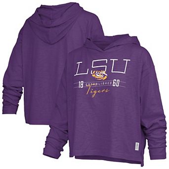 Women's Pressbox Purple LSU Tigers Castillo Slub Waist Length Long Sleeve Hooded T-Shirt