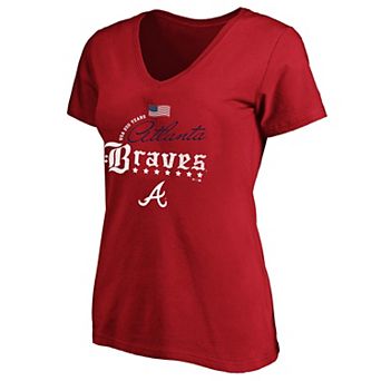 Women's Fanatics Red Atlanta Braves USA 250 Years Plus Size V-Neck T-Shirt