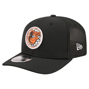 Men's New Era Black Baltimore Orioles Floral Patch 9SEVENTY Adjustable Hat