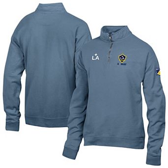 Men's Blue LA Galaxy Logo ComfortWash Fleece Quarter-Zip Jacket