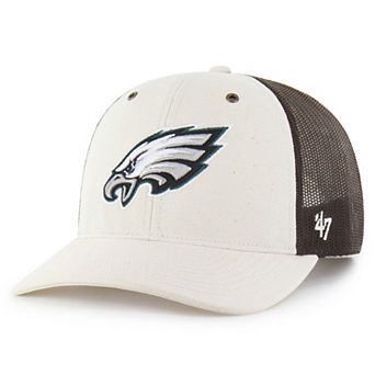 Men's Carhartt x '47 Natural/Brown Philadelphia Eagles Undyed Trucker Adjustable Hat