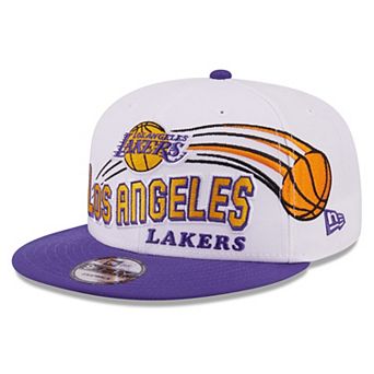 Men's New Era White/Purple Los Angeles Lakers Retro Swoop 9FIFTY Snapback Hat