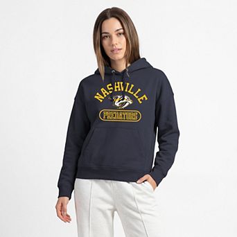Women's Champion Navy Nashville Predators Arched Pill Box Hoodie