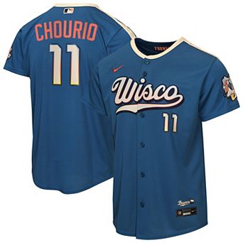 Youth Nike Jackson Chourio Mineral Blue Milwaukee Brewers 2026 City Connect Stadium Jersey