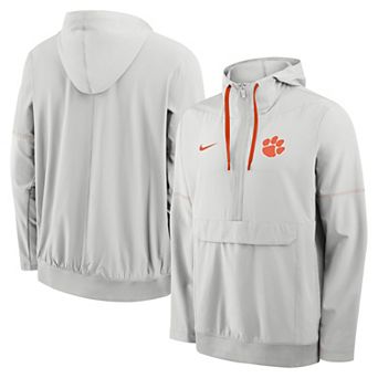 Men's Nike Gray Clemson Tigers 2026 Sideline Anorak Half-Zip Hooded Jacket