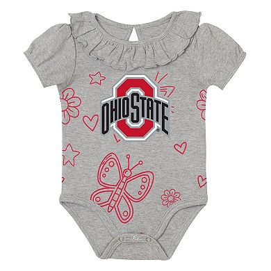 Infant Outerstuff Scarlet/Gray Ohio State Buckeyes Two-Pack Playtime Ruffle Bodysuit Set