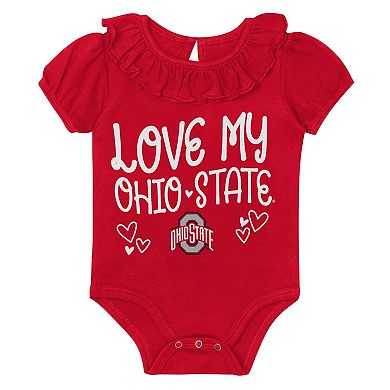 Infant Outerstuff Scarlet/Gray Ohio State Buckeyes Two-Pack Playtime Ruffle Bodysuit Set