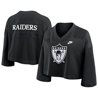 Women's Nike Black Las Vegas Raiders Rewind Cropped Mesh Dri-FIT Fashion Jersey