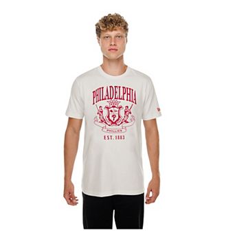 Men's New Era Beige Philadelphia Phillies Lifestyle Coat of Arms Flocking T-Shirt