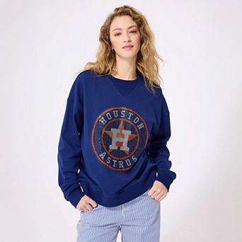 Women's Terez Navy Houston Astros Marquee Gemstone Logo Sweatshirt