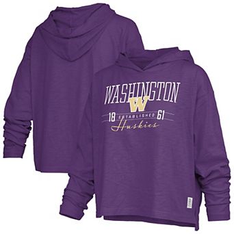 Women's Pressbox Purple Washington Huskies Castillo Slub Waist Length Long Sleeve Hooded T-Shirt