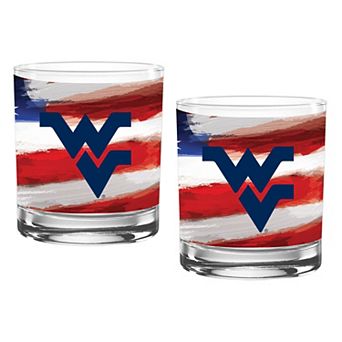 West Virginia Mountaineers Two-Pack 14oz. Americana Rocks Glass Set
