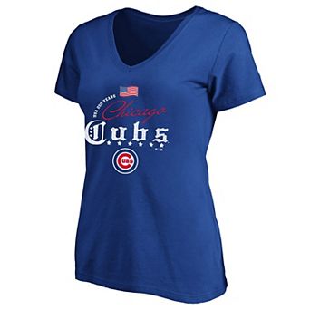 Women's Fanatics Royal Chicago Cubs USA 250 Years Plus Size V-Neck T-Shirt