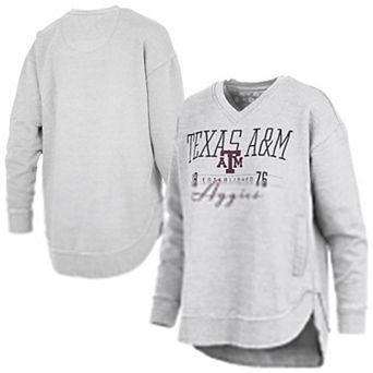 Women's Pressbox Heather Gray Texas A&M Aggies Marcus East Hall Poncho V-Neck Sweatshirt