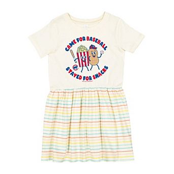 Girls Toddler Soft as a Grape White Chicago Cubs Snack Dress