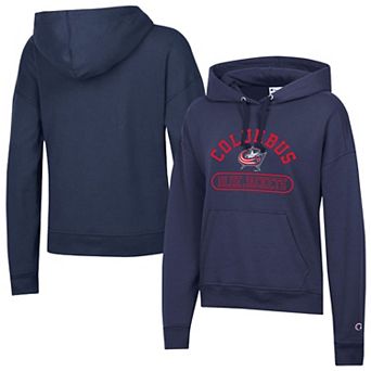 Women's Champion Navy Columbus Blue Jackets Arched Pill Box Hoodie