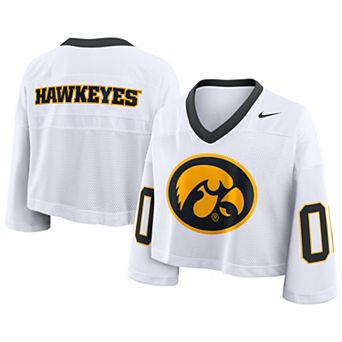 Women's Nike White Iowa Hawkeyes Oversized Logo Cropped Fashion Jersey