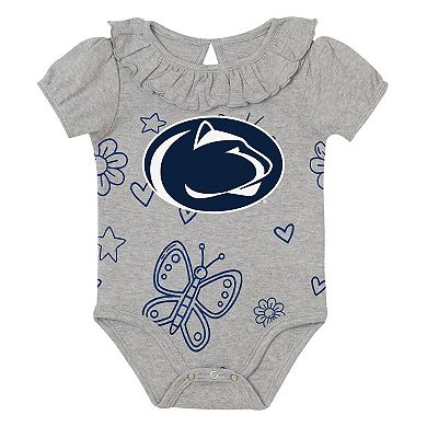Infant Outerstuff Navy/Gray Penn State Nittany Lions Two-Pack Playtime Ruffle Bodysuit Set