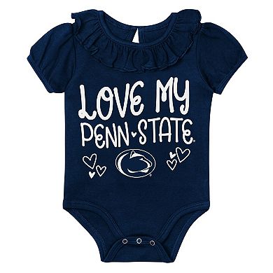 Infant Outerstuff Navy/Gray Penn State Nittany Lions Two-Pack Playtime Ruffle Bodysuit Set