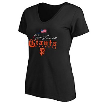 Women's Fanatics Black San Francisco Giants USA 250 Years Plus Size V-Neck T-Shirt