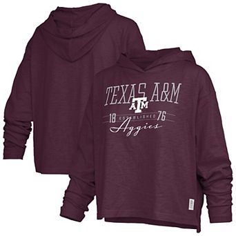 Women's Pressbox Maroon Texas A&M Aggies Castillo Slub Waist Length Long Sleeve Hooded T-Shirt