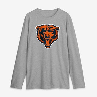 Men's Logo Athletic Heather Gray Chicago Bears Primary Logo Long Sleeve T-Shirt