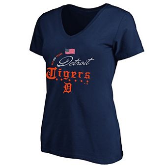 Women's Fanatics Navy Detroit Tigers USA 250 Years Plus Size V-Neck T-Shirt