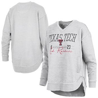 Women's Pressbox Heather Gray Texas Tech Red Raiders Marcus East Hall Poncho V-Neck Sweatshirt