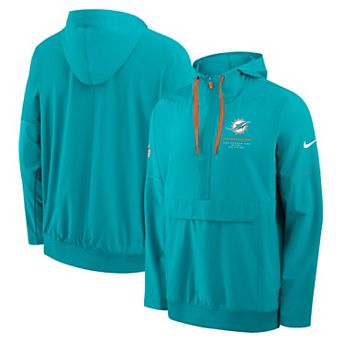 Men's Nike Aqua Miami Dolphins Sideline Anorak Half-Zip Hooded Jacket