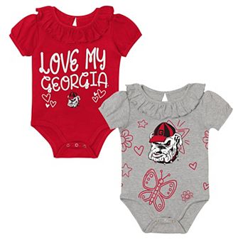 Infant Outerstuff Red/Gray Georgia Bulldogs Two-Pack Playtime Ruffle Bodysuit Set