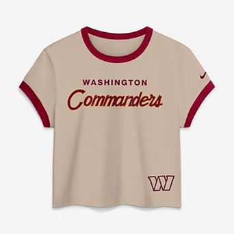 Women's Nike Cream Washington Commanders Rewind Ringer Mod Cropped T-Shirt