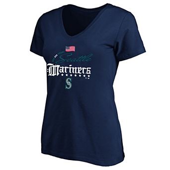 Women's Fanatics Navy Seattle Mariners USA 250 Years Plus Size V-Neck T-Shirt