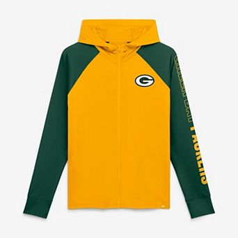 Women's Fanatics Yellow/Green Green Bay Packers Cornerback Blitz Raglan Full-Zip Hoodie